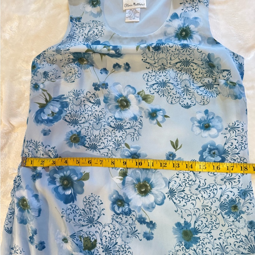 Vintage Olivia Matthew’s Blue Floral Dress - Picture 5 of 6